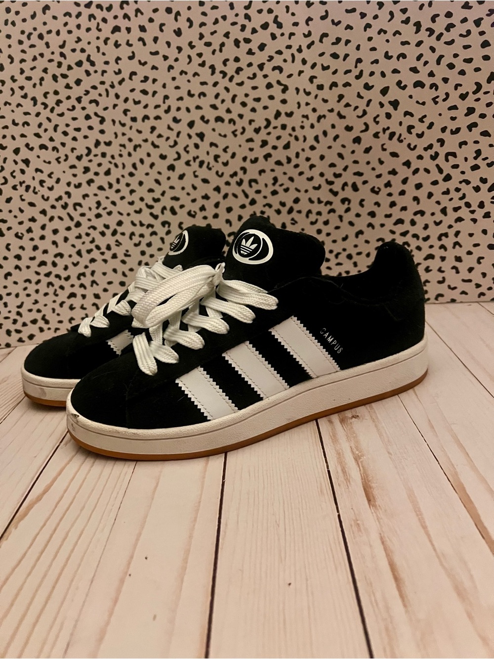 adidas Kids Black & White Campus Suede Sneakers